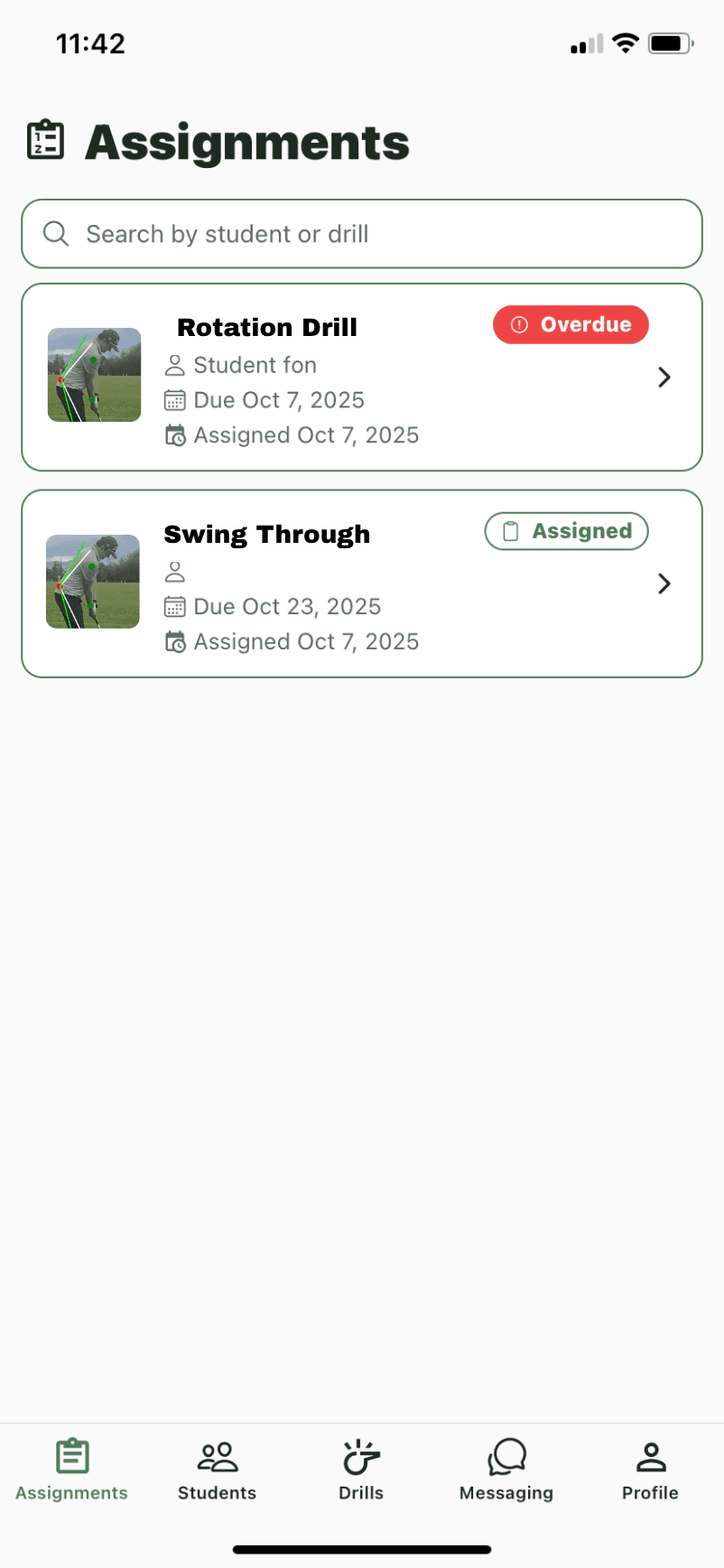 Coach assignments for players